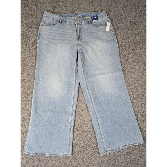Old Navy Wow Wide Leg Jeans Women Plus Size 20 Blue High Rise Boho Blue Denim - Picture 1 of 9